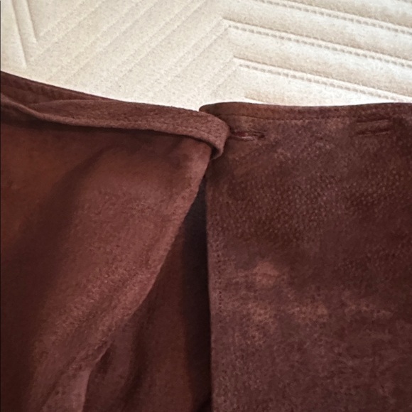 Vintage Brown 100% Suede Leather Fringe Wrap Midi Skirt - Kenar Leathers. - Picture 6 of 11